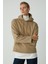 Ethiquet Piper Kadın İçi Polarlı Yumuşacık Confort Fit Kapüşonlu Kanguru Cep Bej Sweatshirt 3