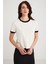 Modest Ashley Kadın %100 Organik Pamuk Biyeli Regular Fit Normal Kalıp Bisiklet Yaka Ekru T-shirt 1