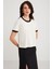 Modest Ashley Kadın %100 Organik Pamuk Biyeli Regular Fit Normal Kalıp Bisiklet Yaka Ekru T-shirt 3