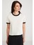 Modest Ashley Kadın %100 Organik Pamuk Biyeli Regular Fit Normal Kalıp Bisiklet Yaka Ekru T-shirt 4