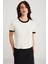Modest Ashley Kadın %100 Organik Pamuk Biyeli Regular Fit Normal Kalıp Bisiklet Yaka Ekru T-shirt 5