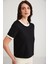 Modest Ashley Kadın %100 Organik Pamuk Regular Fit Normal Kalıp Bisiklet Yaka Siyah T-shirt 1