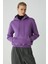 Modest Diane Kadın Içi Polarlı Yumuşacık Comfort Fit Kapüşonlu Mor Sweatshirt 1
