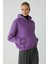 Modest Diane Kadın Içi Polarlı Yumuşacık Comfort Fit Kapüşonlu Mor Sweatshirt 4