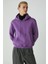 Modest Diane Kadın Içi Polarlı Yumuşacık Comfort Fit Kapüşonlu Mor Sweatshirt 6