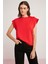 Ethiquet Lori Kadın 100% Pamuk Yarasa Kol Yuvarlak Yaka Kırmızı T-Shirt 2