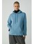 Modest Pıper Kadın Içi Polarlı Yumuşacık Comfort Fit Kapüşonlu Kanguru Cepli Mavi Sweatshirt 1