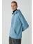 Modest Pıper Kadın Içi Polarlı Yumuşacık Comfort Fit Kapüşonlu Kanguru Cepli Mavi Sweatshirt 5