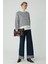 Modest Sahra Kadın Pamuklu Içi Polarlı Yumuşacık Oversize Yuvarlak Yaka Lacivert / Ekru Sweatshirt 4