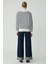 Modest Sahra Kadın Pamuklu Içi Polarlı Yumuşacık Oversize Yuvarlak Yaka Lacivert / Ekru Sweatshirt 7