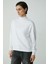 Modest Alfreda Kadın Pamuklu Içi Polarlı Yumuşacık Yuvarlak Yaka Comfort Fit Basıc Beyaz Sweatshirt 5