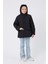 Kız Çocuk Siyah Kürklü Su ve Rüzgar Geçirmez Kapüşonlu 3 Kışlık Mont & Kaban & Parka FMPÇ-110-K 2