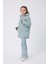 Kız Çocuk Mint Yeşil Kürklü Su ve Rüzgar Geçirmez Kapüşonlu 3 Kışlık Mont & Kaban & Parka FMPÇ-110-K 1