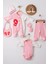 3 Ay Kelebek Nakış Tulumlu Kız Bebek 5'li Set Pembe 1