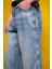 Lazer Desenli Mavi Jean 4