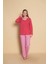 Kadın Uzun Kol (Mevsimlik) Yaka Desenli Önden Düğmeli Pijama Takımı 2