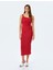 Drape Detaylı Slim Fit Midi Boy Tek Omuz Elbise 2