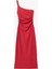 Drape Detaylı Slim Fit Midi Boy Tek Omuz Elbise 3