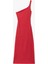 Drape Detaylı Slim Fit Midi Boy Tek Omuz Elbise 4