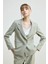 Keten Karışımlı Blazer Ceket - Yeşil 1