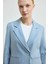Keten Karışımlı Blazer Ceket - Mavi 2
