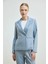 Keten Karışımlı Blazer Ceket - Mavi 1