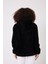 Kadın Siyah Peluş Rüzgar Geçirmez Welsoft Çift Kapüşonlu Kışlık Mont Fmkap-15 Peluş 5
