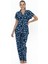 20084 Kadın Kısa Kollu Gömlek Pijama Takım-Lacivert 1