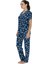 20084 Kadın Kısa Kollu Gömlek Pijama Takım-Lacivert 2