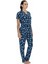 20084 Kadın Kısa Kollu Gömlek Pijama Takım-Lacivert 3