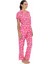 20084 Kadın Kısa Kollu Gömlek Pijama Takım-Fuşya 2