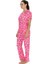 20084 Kadın Kısa Kollu Gömlek Pijama Takım-Fuşya 3