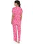 20084 Kadın Kısa Kollu Gömlek Pijama Takım-Fuşya 4
