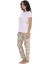 20094 Kadın Kısa Kollu Yakası Yarım Düğmeli Pijama Takımı-Lila 3