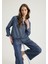Denim Görünümlü Bağcıklı Gömlek 1