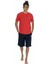 18868 Erkek Kısa Kollu Bisiklet Yaka Şortlu Pijama Takımı-Kırmızı 1
