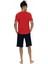 18868 Erkek Kısa Kollu Bisiklet Yaka Şortlu Pijama Takımı-Kırmızı 3