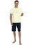 18873 Erkek Kısa Kollu Bisiklet Yaka Şortlu Pijama Takımı-Sarı 1