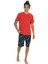 18867 Erkek Kısa Kollu Bisiklet Yaka Şortlu Pijama Takımı-Kırmızı 1