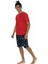 18867 Erkek Kısa Kollu Bisiklet Yaka Şortlu Pijama Takımı-Kırmızı 2