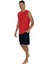 18872 Erkek Kolsuz Bisiklet Yaka Şortlu Pijama Takımı-Kırmızı 2