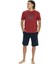 18884 Erkek Kısa Kollu Bisiklet Yaka Şortlu Pijama Takımı-Bordo 1