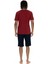 18884 Erkek Kısa Kollu Bisiklet Yaka Şortlu Pijama Takımı-Bordo 3