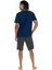 18881 Erkek Kısa Kollu Bisiklet Yaka Şortlu Pijama Takımı-Lacivert 3