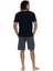 18884 Erkek Kısa Kollu Bisiklet Yaka Şortlu Pijama Takımı-Lacivert 3