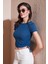 Yanlardan Büzgülü Kısa Kollu Crop Bluz Bayan Bluz 5864010 2