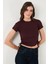 Yanlardan Büzgülü Kısa Kollu Crop Bluz Bayan Bluz 5864010 2