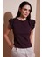 Pamuklu Kolları Fırfırlı Slim Fit Bisiklet Yaka T Shirt Bayan T Shirt 5864500 1