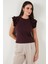Pamuklu Kolları Fırfırlı Slim Fit Bisiklet Yaka T Shirt Bayan T Shirt 5864500 5