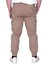 Mode Xl Büyük Beden Erkek Pantolon Keten Kargo Jogger 21911 Cappucino 3